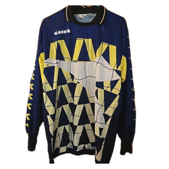 Diadora Football Soccer Vintage Goalkeeper Jersey Men’s Large Blue #2 - Picture 1 of 9